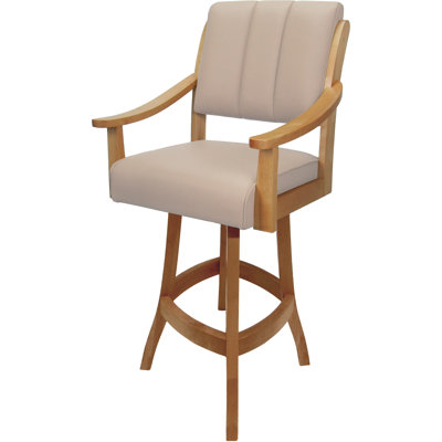Havertown Leather Counter Solid Wood Bar Stool