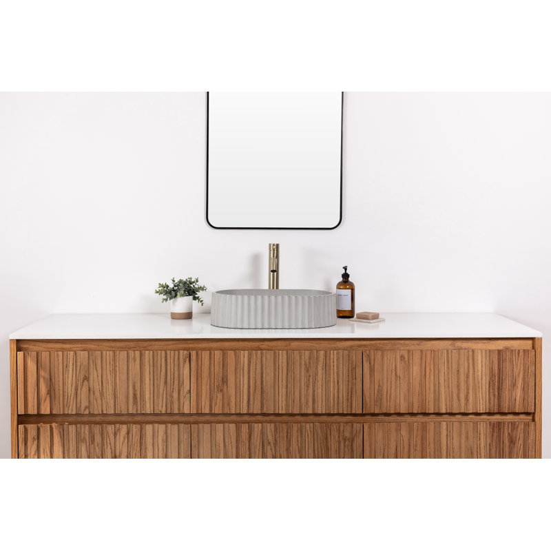 Lavabo vasque ovale cannelé Ventura, Natural Gray