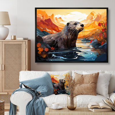«Yellow Otter Playful River Dweller» sur toile