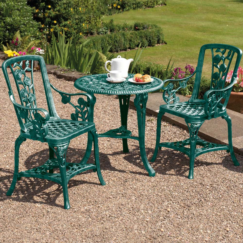 Esquibel 2 - Person Patio Dining Set with Round Table, Green
