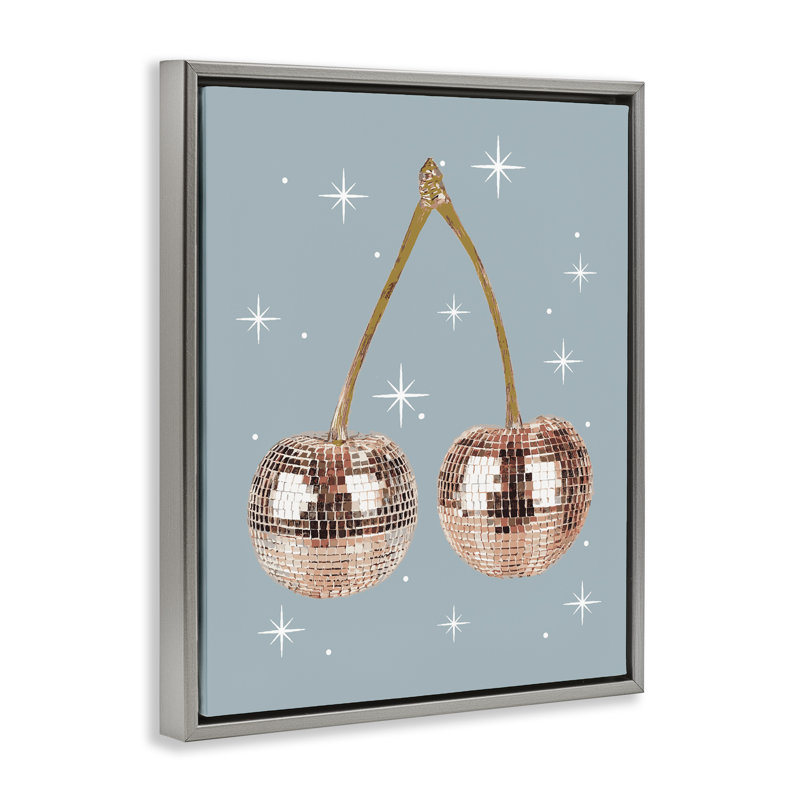 Cadre flottant Luminous Glam Cherries, design par Lil 'Rue, H 31 po x l 25 po, Cadre flottant gris lustré