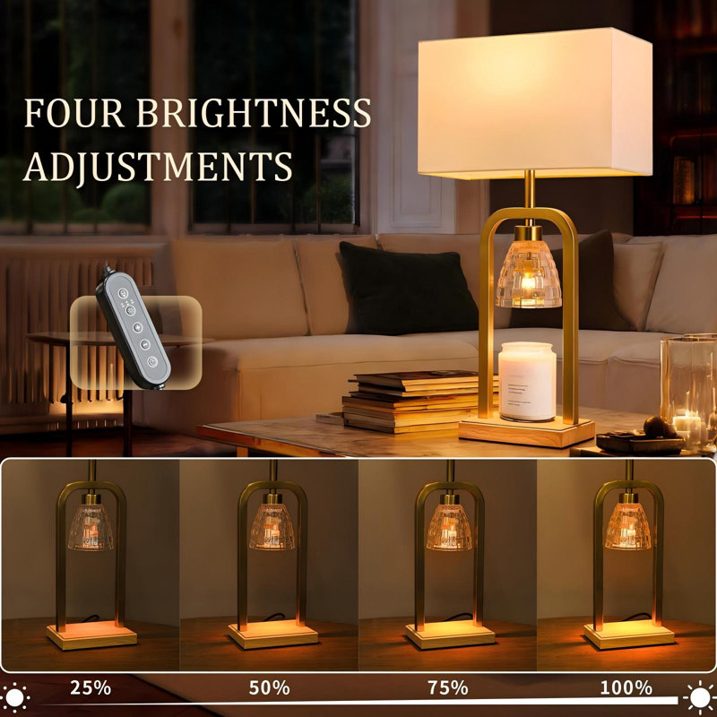 Electric Candle Warmer Lamps, Lamp Candle Warmers With Timer Dimmer, Wax Light Warming Table Lamps For Jar Candles, Modern Bedside Lamp For Home Decor Living Room, Set Of 2, (Gold)