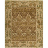 Picasso Hand Knotted Wool Vintage Look Area Rug in Brown