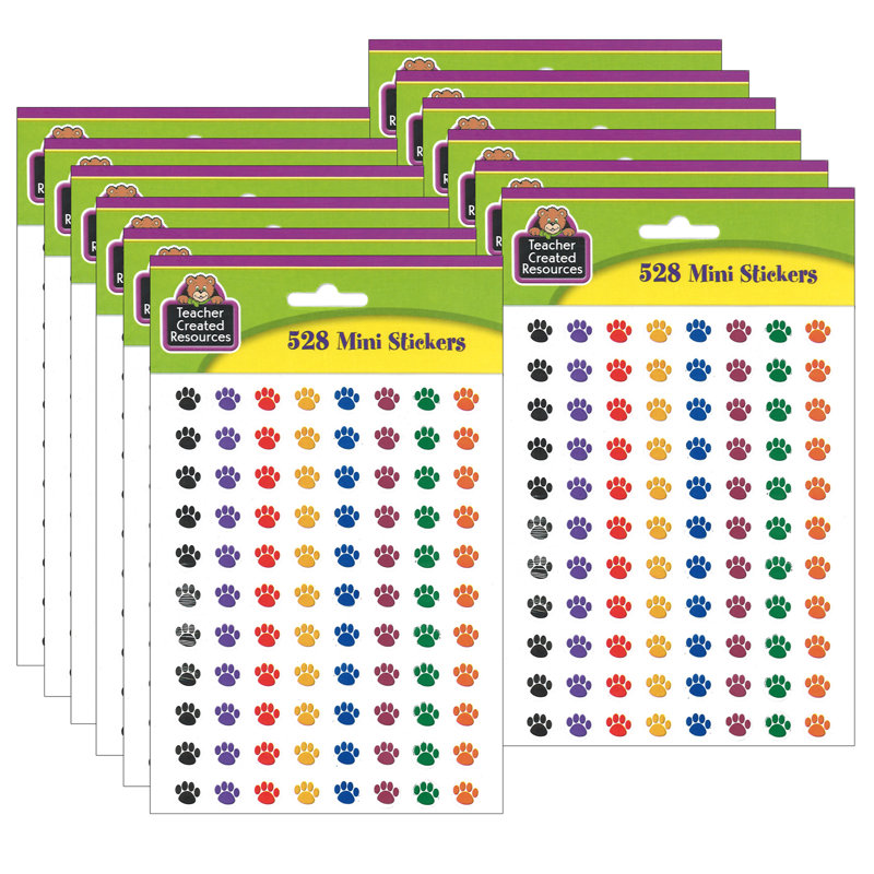 Mini autocollants avec empreintes de pattes colorées