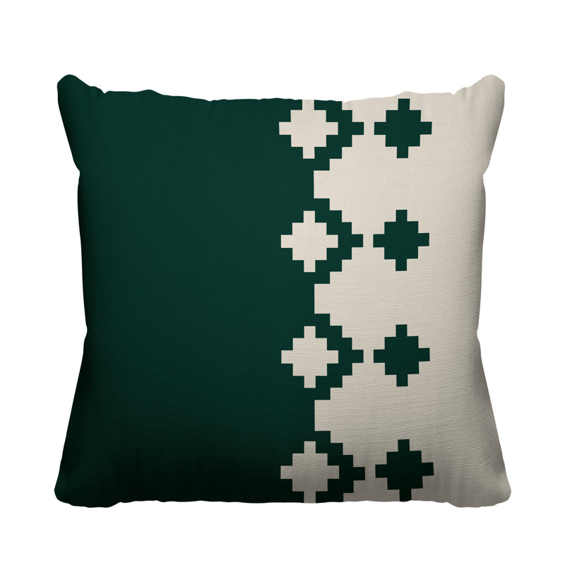 Coussin intérieur / extérieur Moki Southwestern, L 15 po x H 15 po, Émeraude