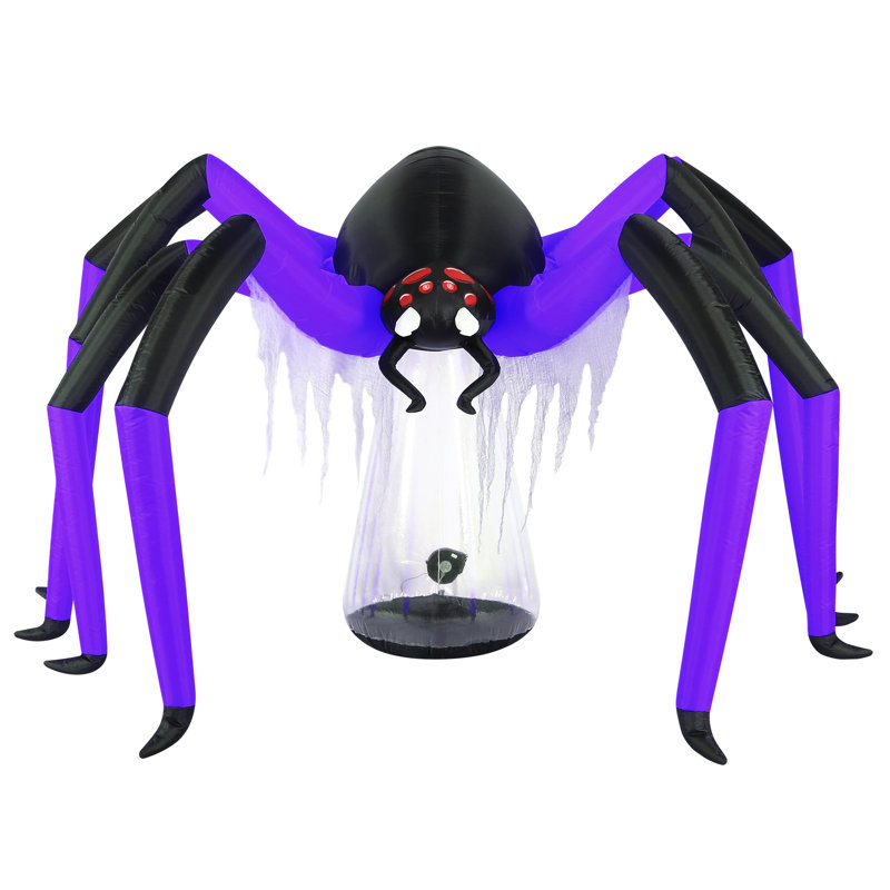 Giant Purple and Black Inflatable Halloween Spider with LED Lights