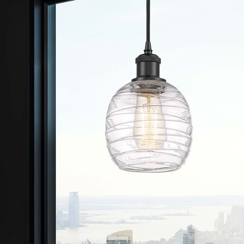 Luminaire suspendu simple à 1 lumière Amila, Noir mat