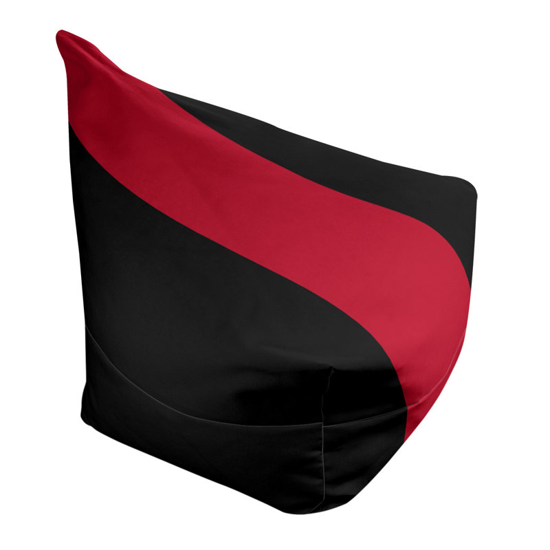 Bean Bag Cover, 42" H x 38" W x 2" D, Black/Red/Black