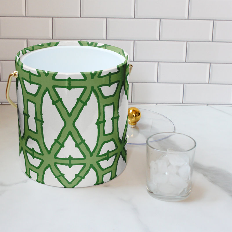 SEAU À GLACE BAMBOU VERT, Blanc/vert