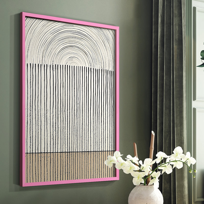Abstrait encadré, reproduction encadrée prête à être suspendue, H 29 po x l 23 po, Rose