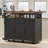 46.5'' Farmhouse Kitchen Island With Power Outlet, Rolling Cart On Wheels, Drop Leaf, 3 Doors, 3 Drawers, Internal Iron Shelf, Black | Gift Idea-1610606310