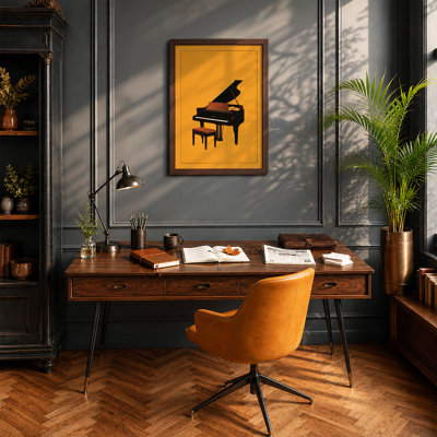 Grand Piano in Yellow Modern - Framed Print