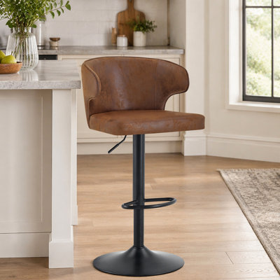 Modern rotating adjustable bar chair, suede with backrest swivel chair