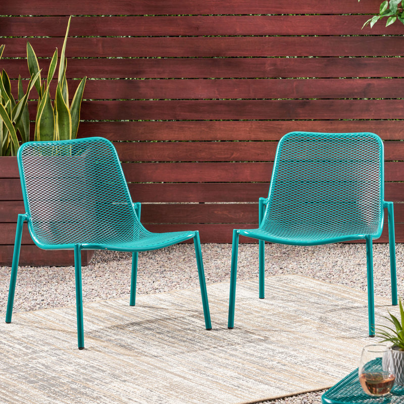 Stackable Chairs For Outdoor Use, Stable, 26" W X 22.28" D H, Teal Color Metal Spaces, ,