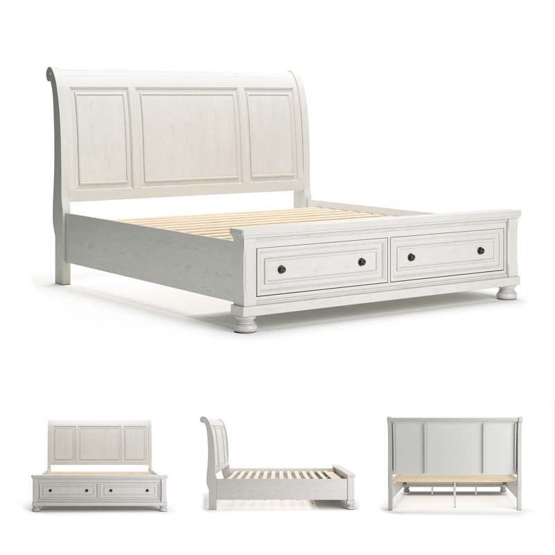 Grand lit standard avec rangement Geovana, Très grand