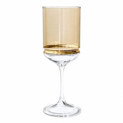 Verres à vin à pied coloré avec bague, ensemble de 6 - Ambre
