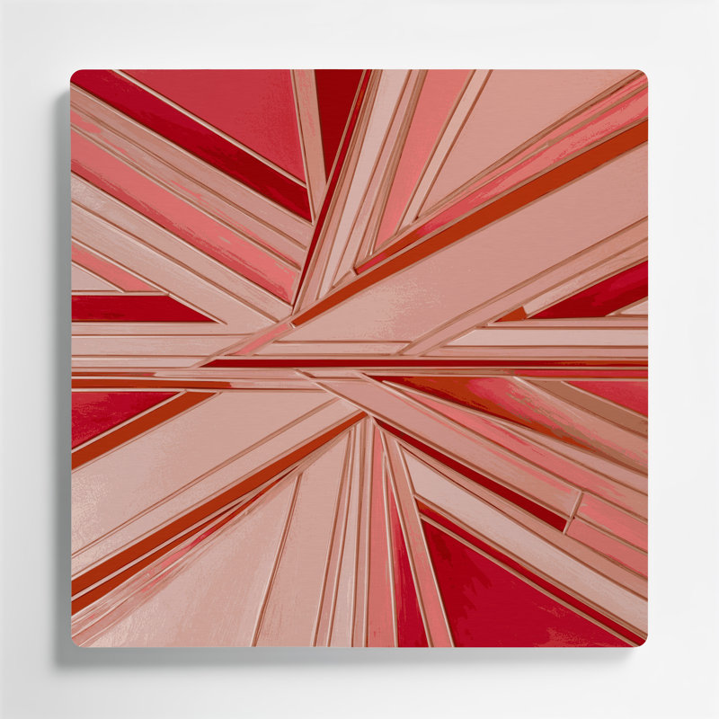 Hard Edge 29 - art mural en métal rose, H 32 po x l 32 po
