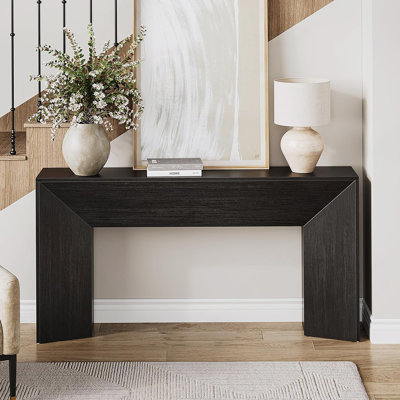 63 Inch Extra Long Console Table - Modern Farmhouse Design, Black Wood Entryway Table For Hallway & Living Room, Easy Assembly