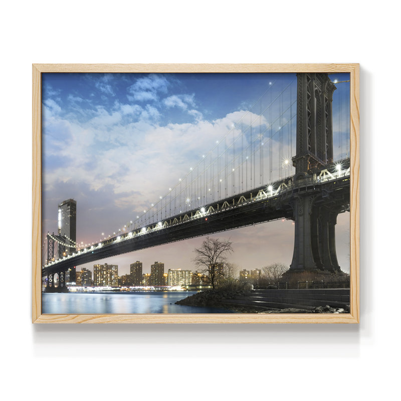NY Night -Framed Print - Restickable, Natural, 22" H x 28" W