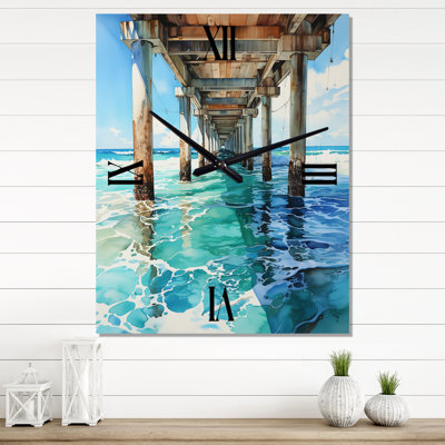 Beach Photo Pier Reflections VII - Nautical & Beach Wall Clock