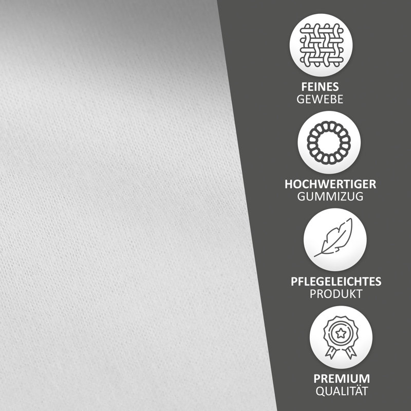 100% Cotton Jersey Knit Fitted Sheet, White, European Double (140 x 200cm)