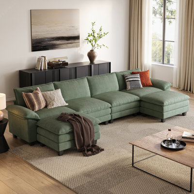 Colbey 157'' Oversized Corduroy Cloud Couch U Shaped Couch