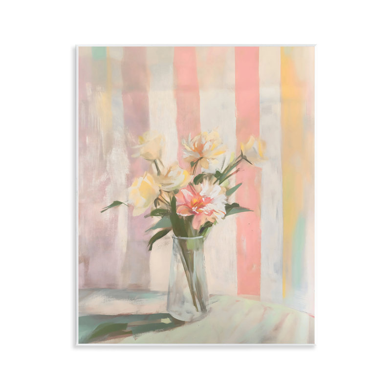«Pastel Flower Arrangement Stripes», plaque murale par Arlington Prints