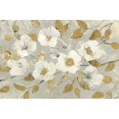 Fading Spring Grey and Gold 1 Piece Wrapped Canvas Painting