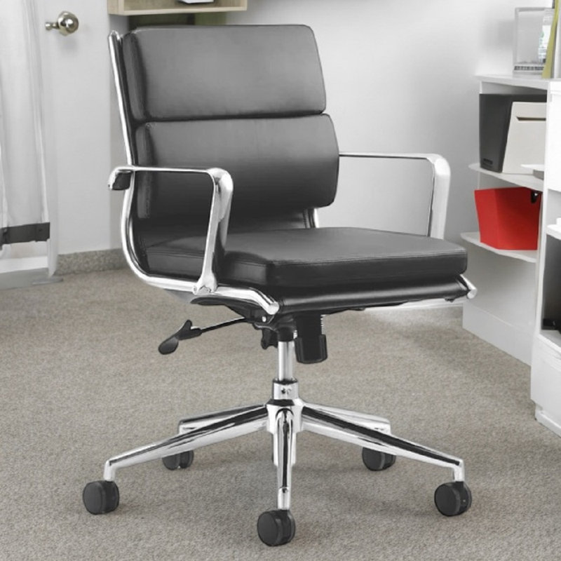 Danely Leather Low Back Office Chair, Black