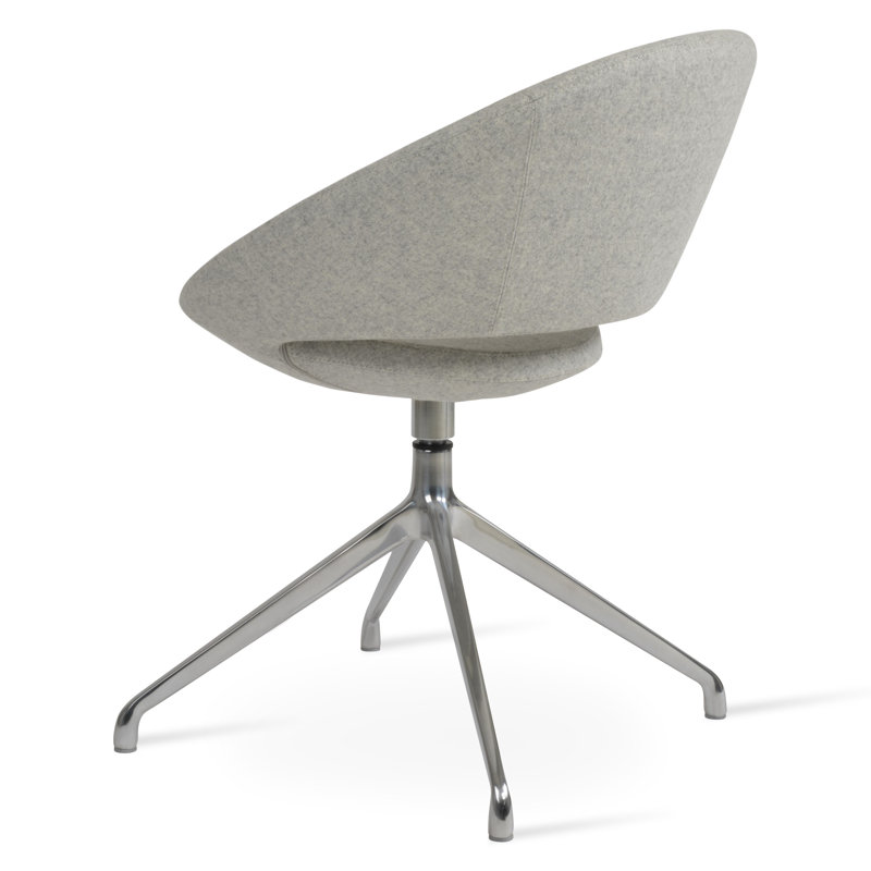 Chaise d'appoint pivotante Crescent Spider, Laine argentée, Chrome
