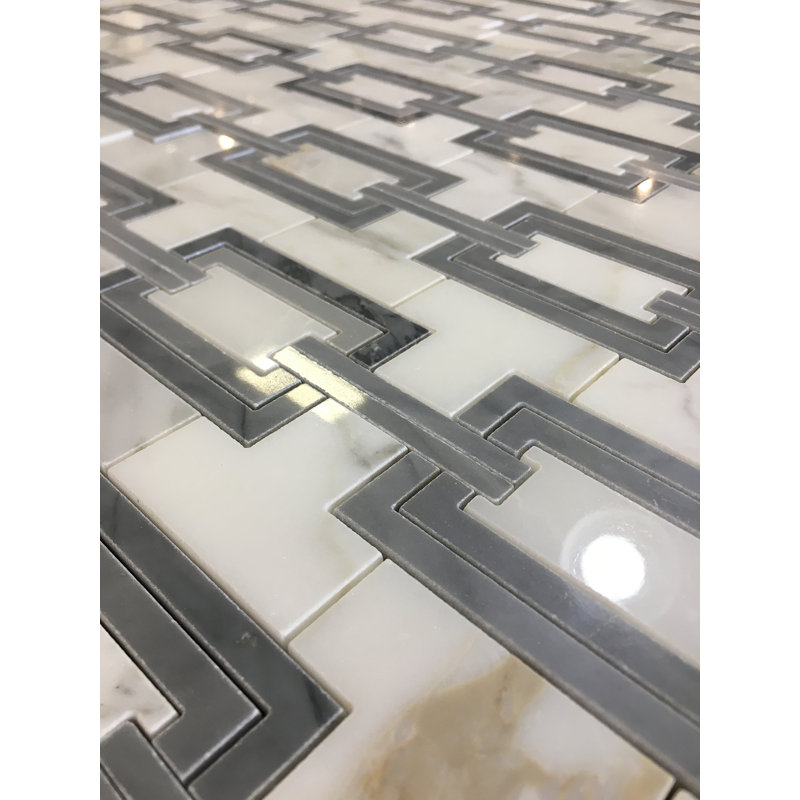 Waterjet Stone Mosaics 12" x 12" Natural Stone/Metal Nantucket Mosaic Wall & Floor Tile, Buckingham