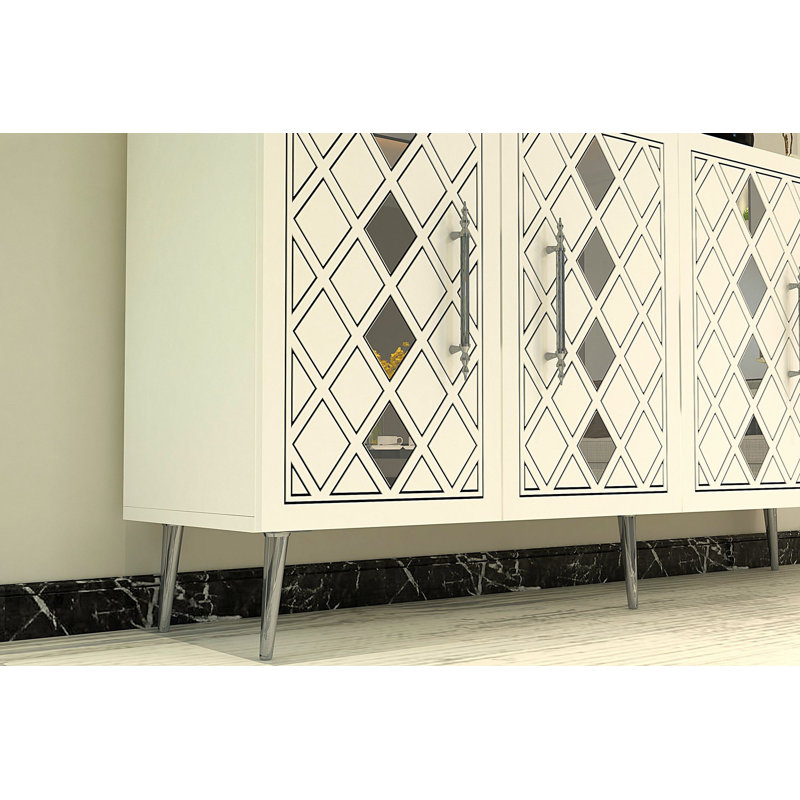 Olivia 150cm Console Table, Cream/Silver