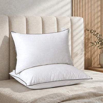 Oreillers en plumes et duvet, support moyen, housse 100 % coton biologique, format Queen
