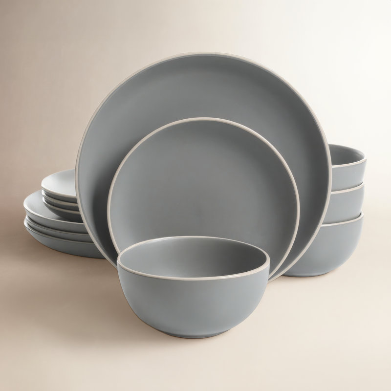 Rockaway 12 Piece Dinnerware Set, Grey