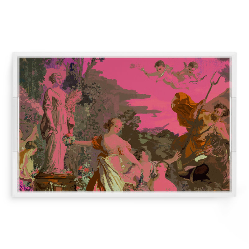 Cyprus Picnic Acrylic Rectangle Decorative Tray, 22.5"W x 14.5"D x 2"H, Pop Pink