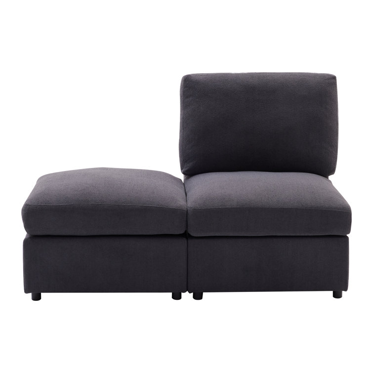 Ebern Designs Modular Couch Upholstered Armless Sofa with Ottoman | Wayfair