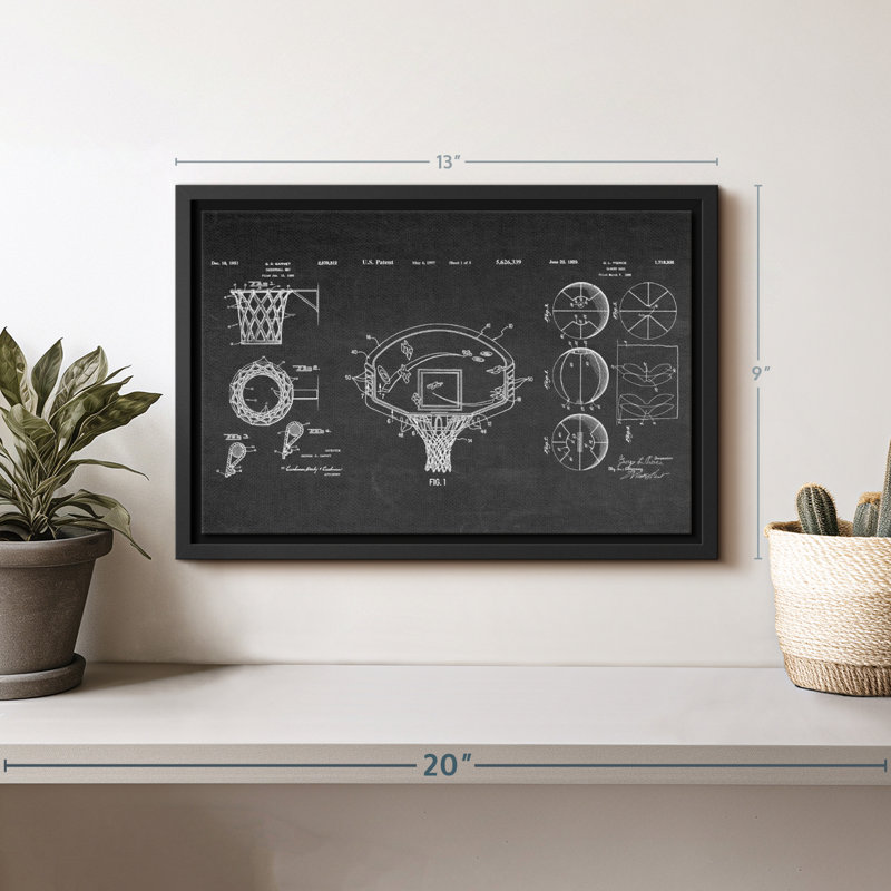 Basketball Patents, reproduction sur toile, H 9 po x l 13 po