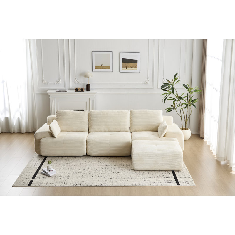 3 places, animal de compagnie modulaire en velours côtelé beige, personnalisable, sans assemblage, combinaison personnalisable pour chambre d'amis, idéal pour le yoga