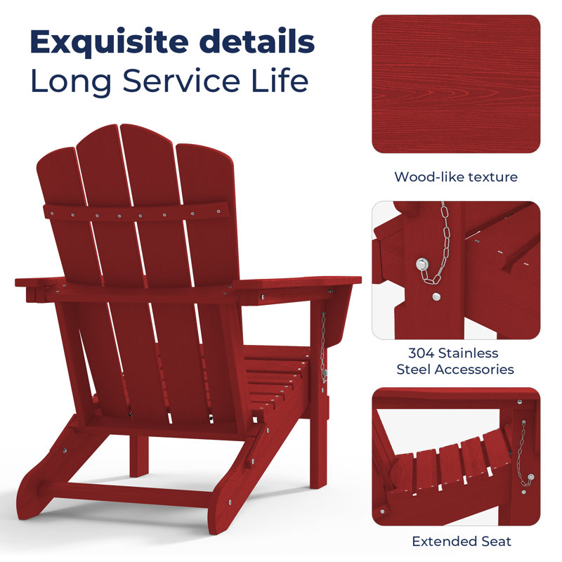 Chaise Adirondack pliante en plastique Delman, Bourgogne