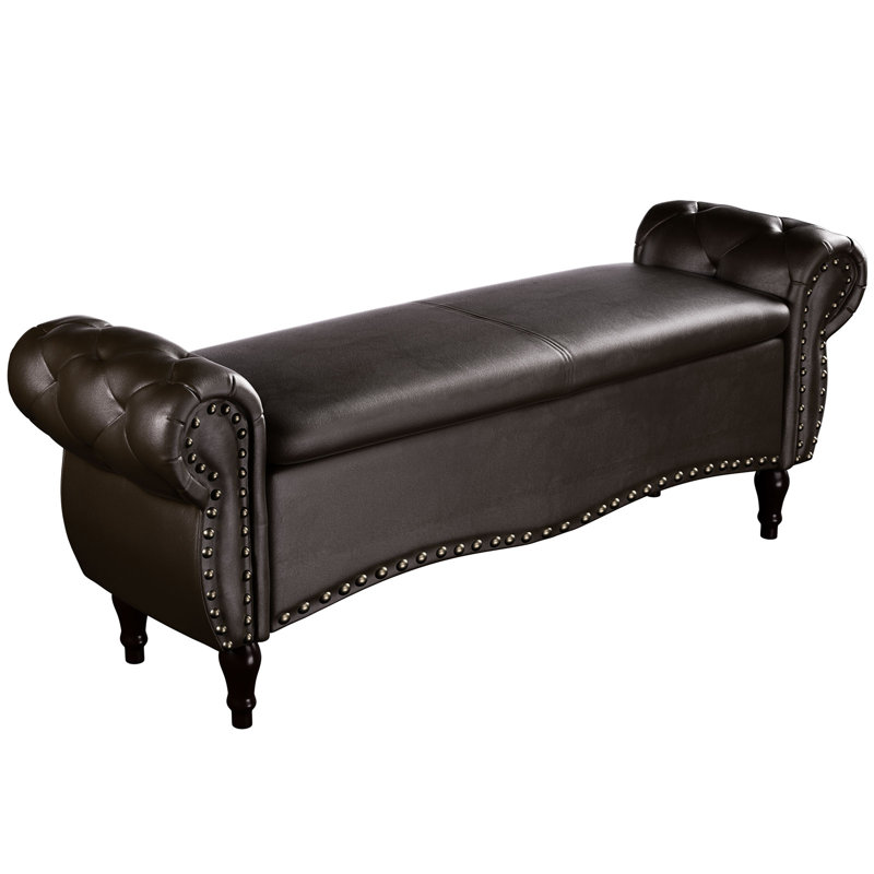 Tolkyn 51.5" Length Upholstered Bench & Ottoman, Dark Brown