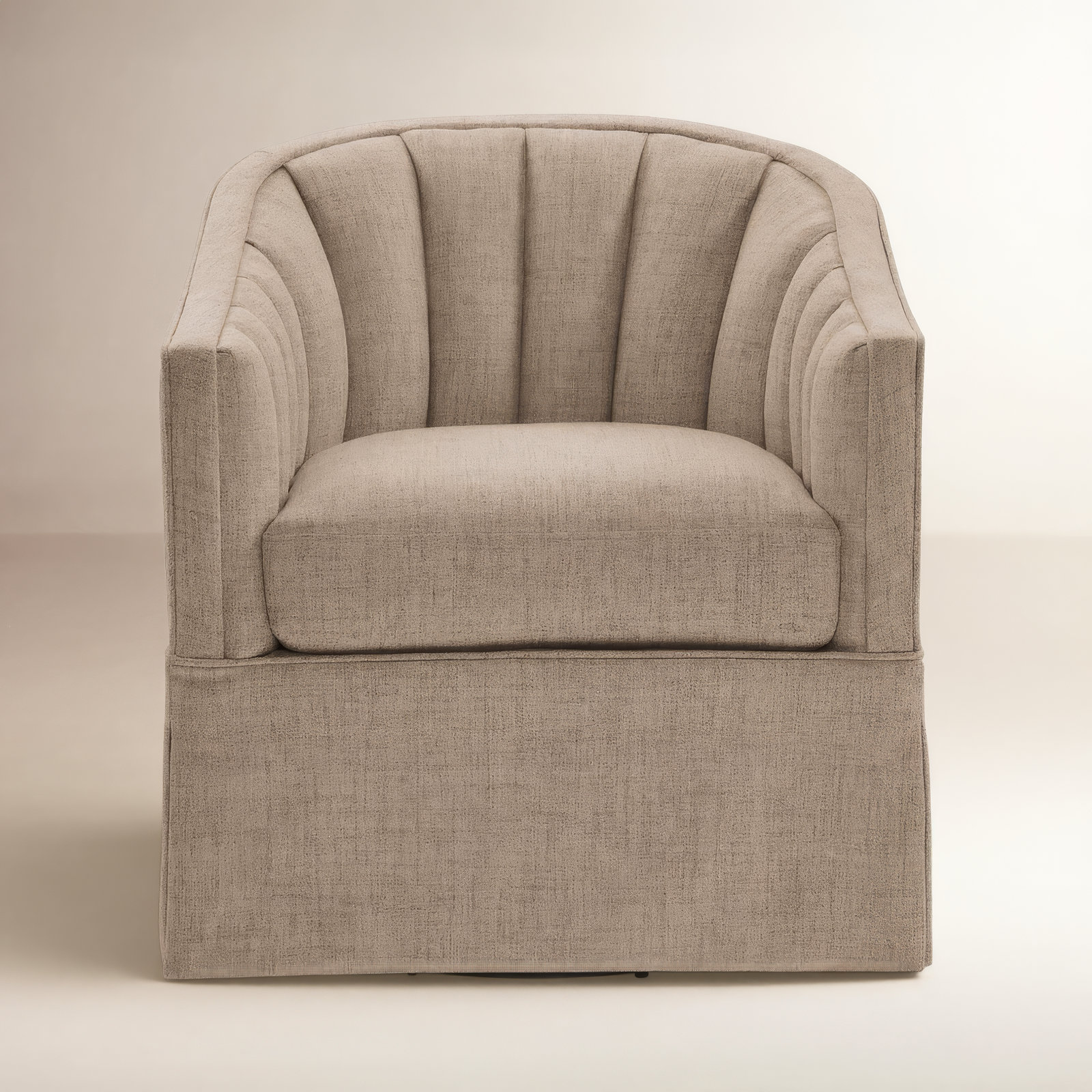 Sanibel Skirted Swivel Accent Chair, Taupe