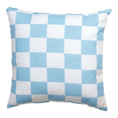 Coussin en damier bleu Pillo 18 po x 18 po