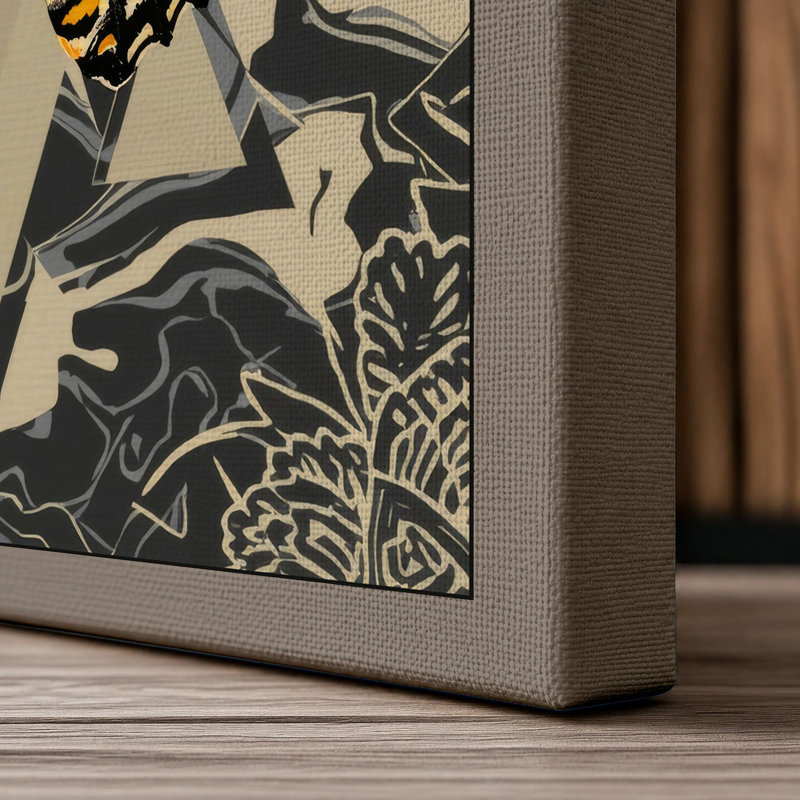 Mirrored Butterflies Eclectic - Wrapped Canvas, 24x16 - 61.0 x 40.6 cm, Taupe Border