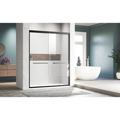 44 - 48In. W X 72In. H Sliding Shower Door, Semi Adjustable Type, Thick Clear Tempered Glass, 304 Stainless Steel Handles, Black Appearance Door 48In 72In H, Token, Uniqueness