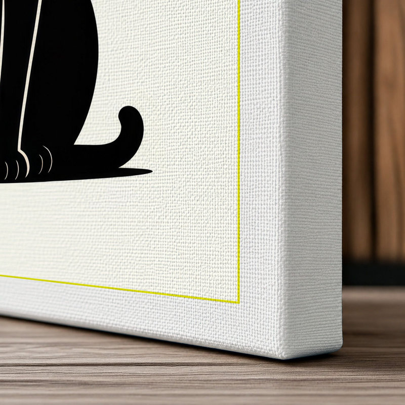 Black Cat Minimalist - Wrapped Canvas, 24x16 - 61.0 x 40.6 cm, White Border