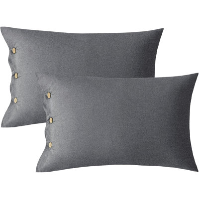 Pillowcases King Set Of2 Cotton Button Pillow Covers20x36in  Bed Pillowcases 100% Washed Cotton Softbreathable (Pillows Are Notincluded)Wvisit The