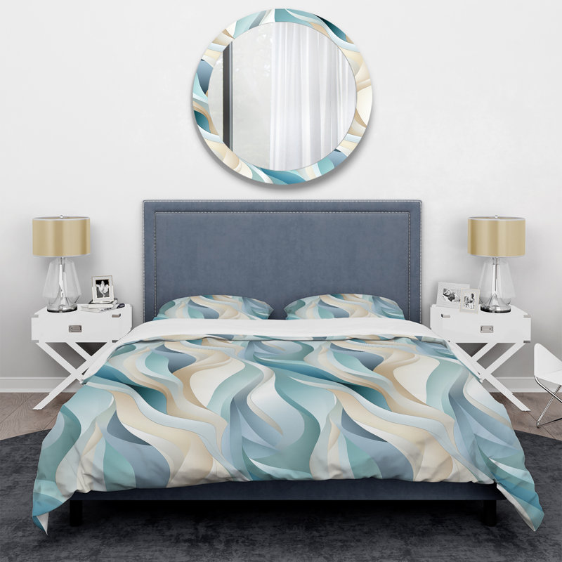 Serene Structures III- Geometric Duvet Cover Set - Microfiber Polyester, Queen Duvet Cover + 2 Standard Shams