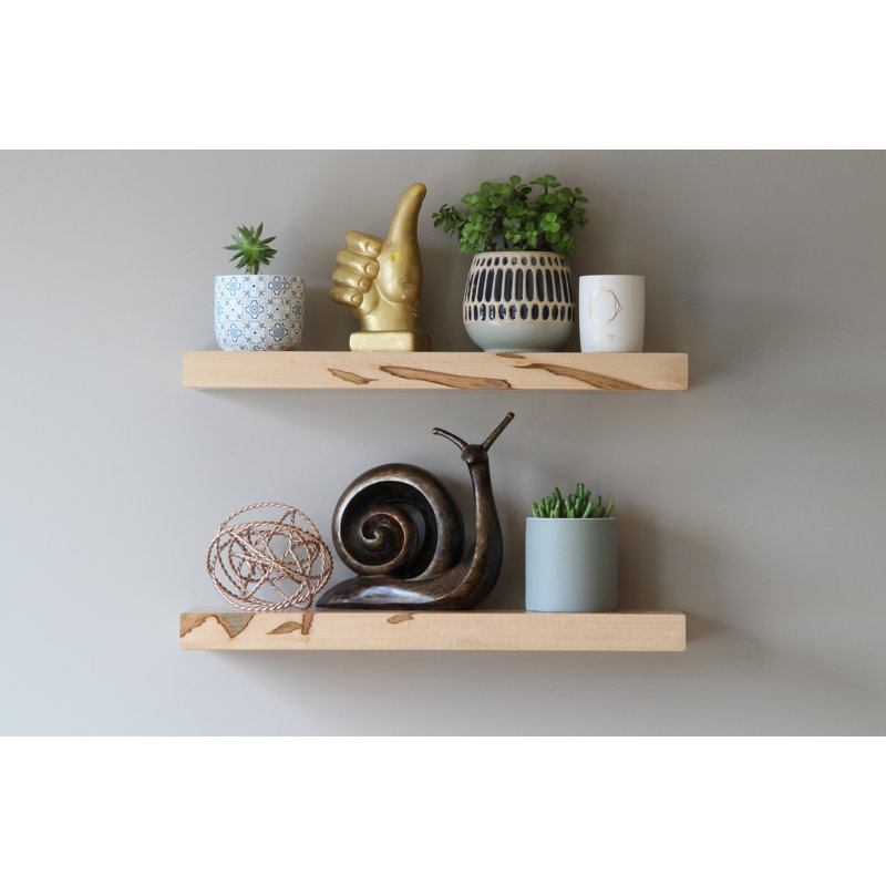 Ginny 2 Piece Maple Floating Shelf, 2" H x 24" W x 7" D