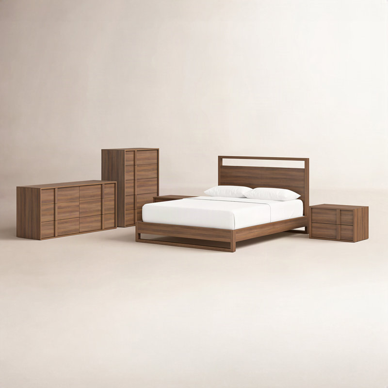 Alvarez 5-Piece Manufactured Wood Bedroom Furniture Set, Queen