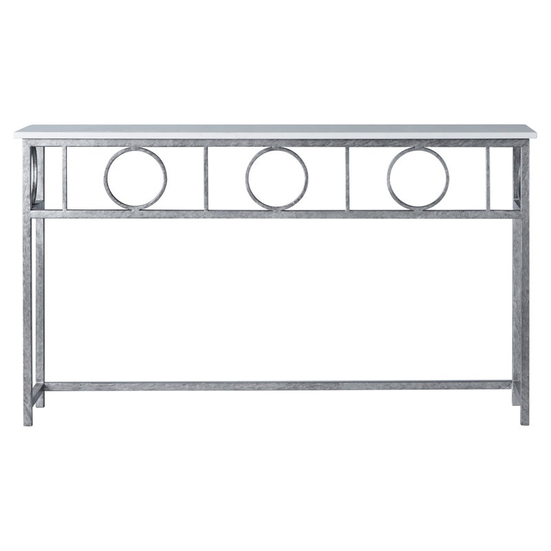 Hampton Console Table, Royal Silver, Carrera Marble